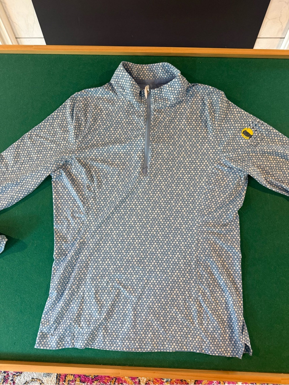 Peter Millar Light Blue Dot-Print Zip Pullover